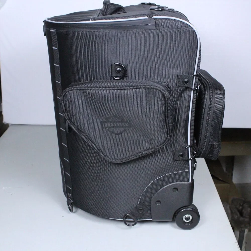 Harley Davidson Onyx Backseat Roller Luggage - Complete w/ Straps & Logo Cover